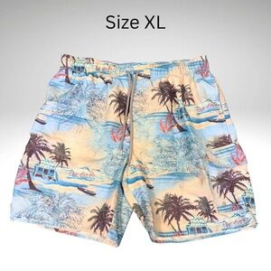 Men’s Swim Trunks – Size XL – Tropical Blue Print